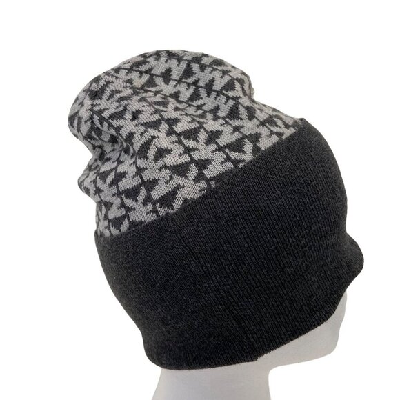 Michael Kors delicate Knitted slouchy chic Beanie Hat Grey & White lightweight - Picture 4 of 8